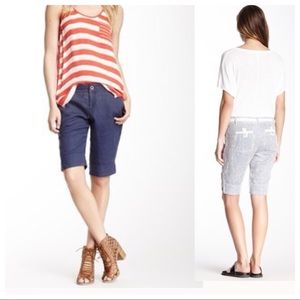 NWOT Michael Stars Bermuda Linen Short Navy